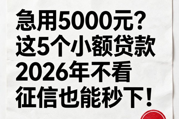 急用5000元？这5个小额贷款2026年不看征信也能秒下！