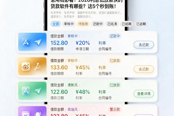 急用钱必看！2026利息低放款快的贷款软件有哪些？这5个秒到账！