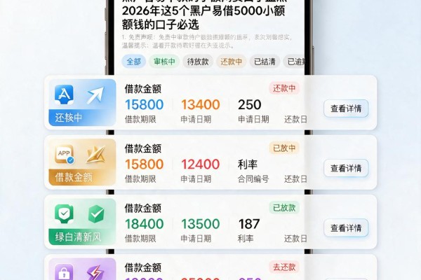 黑户容易下款的小额网贷口子盘点:2026年这5个黑户易借5000小额钱的口子必选