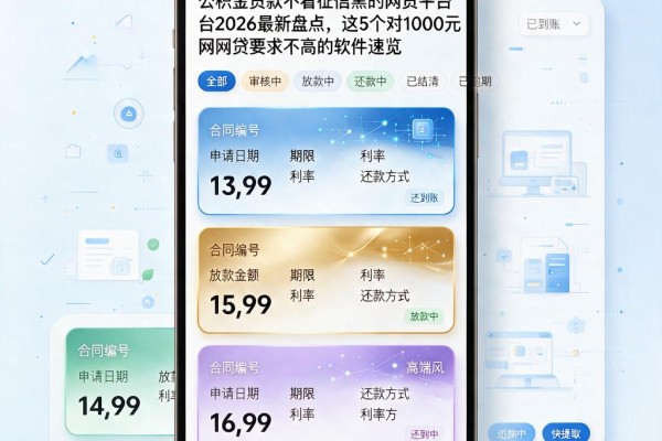 公积金贷款不看征信黑的网贷平台2026最新盘点，这5个对1000元网贷要求不高的软件速览
