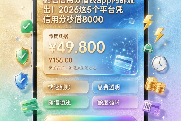 微信信用分借钱app内部流出!2026这5个平台凭信用分秒借8000