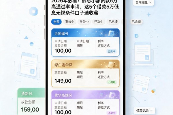 2026年必看!低息小额贷款5万高通过率申请,这5个借款5万低息无视条件口子速收藏
