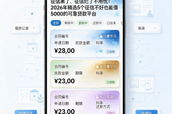 征信黑了、征信烂了不用慌！2026年精选5个征信不好也能借5000的可靠贷款平台
