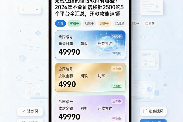 无视征信的借钱软件有哪些?2026年不查征信秒批2500的5个平台全汇总,还款攻略速领