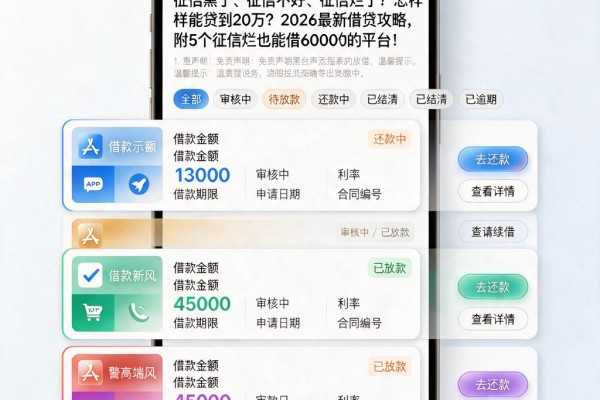 征信黑了、征信不好、征信烂了?怎样能贷到20万?2026最新借贷攻略,附5个征信烂也能借6000的平台!