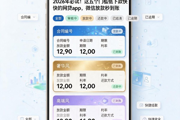 2026年必试!这五个门槛低下款快的网贷App,微信放款秒到账