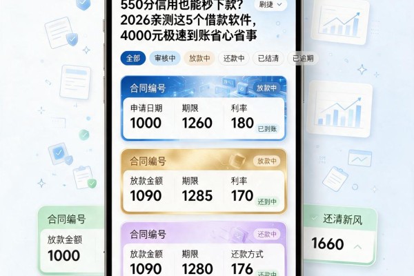 550分信用也能秒下款?2026亲测这5个借款软件,4000元极速到账省心省事