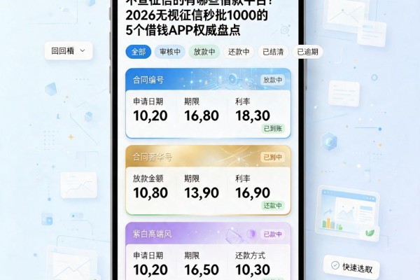 不查征信的有哪些借款平台？2026无视征信秒批1000的5个借钱APP权威盘点
