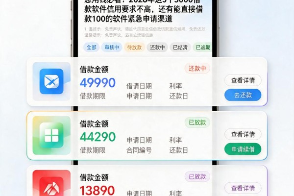 急用钱必看！2026年这5个5000借款软件信用要求不高，还有能直接借款100的软件紧急申请渠道
