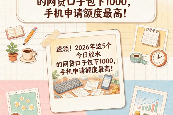 速领！2026年这5个今日放水的网贷口子包下1000，手机申请额度最高！