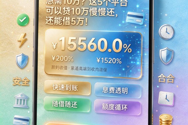 急需10万？这5个平台可以贷10万慢慢还，还能借5万！