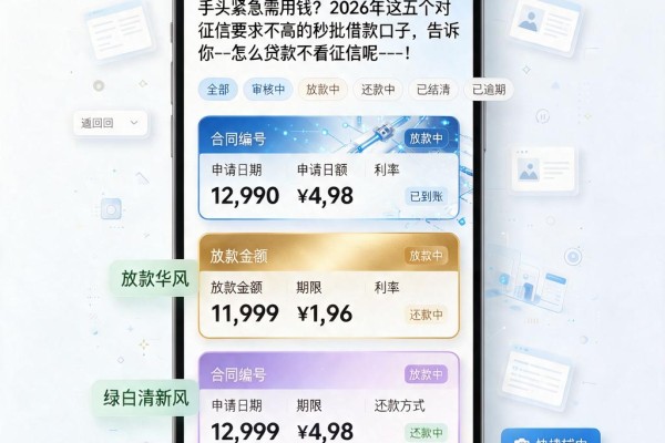 手头紧急需用钱？2026年这五个对征信要求不高的秒批借款口子，告诉你--怎么贷款不看征信呢--！