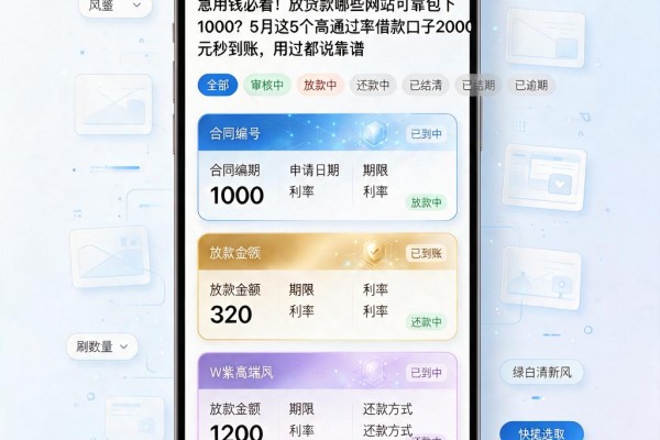 急用钱必看!放贷款哪些网站可靠包下1000?5月这5个高通过率借款口子2000元秒到账,用过都说靠谱