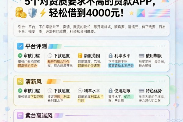 不看资质也能借!2026年实测5个对资质要求不高的贷款APP,轻松借到4000元
