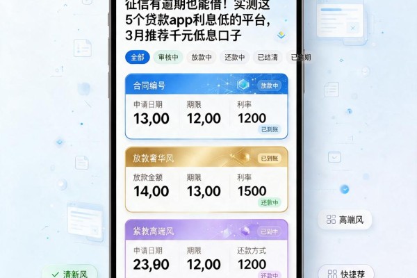 征信有逾期也能借！实测这5个贷款app利息低的平台，3月推荐千元低息口子
