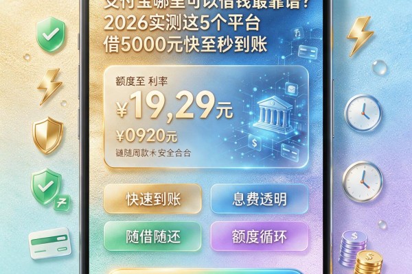 支付宝哪里可以借钱最靠谱?2026实测这5个平台借5000元快至秒到账