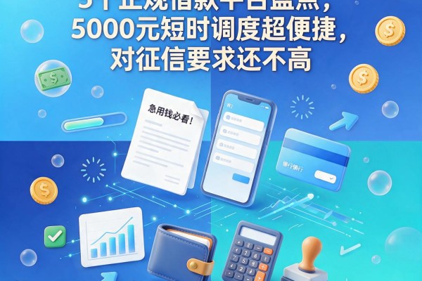 急用钱必看！5个正规借款平台盘点，5000元短时调度超便捷，对征信要求还不高
