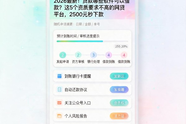 2026最新！贷款哪些软件可以借款？这5个资质要求不高的网贷平台，2500元秒下款