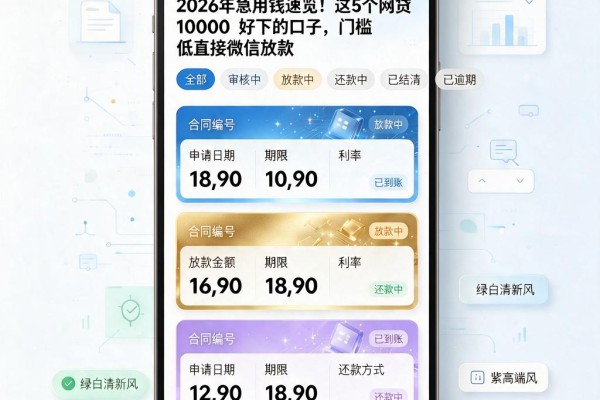 2026年急用钱速览!这5个网贷10000好下的口子,门槛低直接微信放款