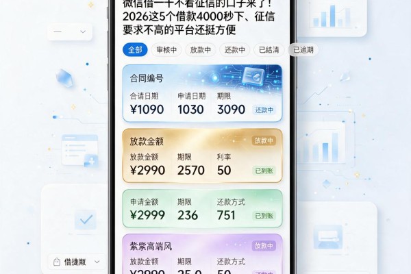 微信借一千不看征信的口子来了!2026这5个借款4000秒下、征信要求不高的平台还挺方便