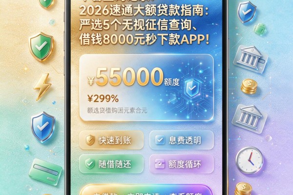 不看查询记录！2026速通大额贷款指南：严选5个无视征信查询、借钱8000元秒下款APP