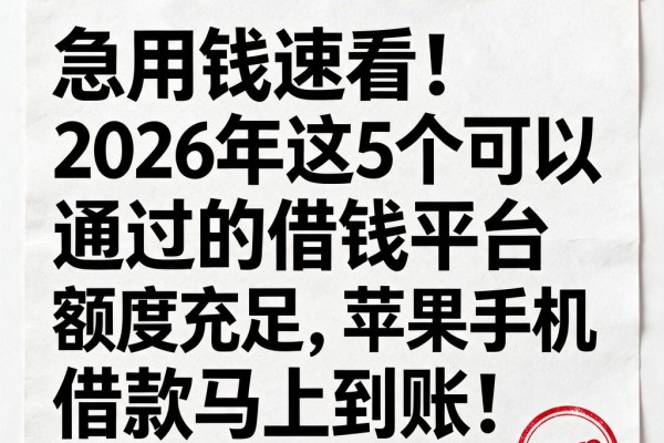急用钱速看！2026年这5个可以通过的借钱平台额度充足，苹果手机借款马上到账！