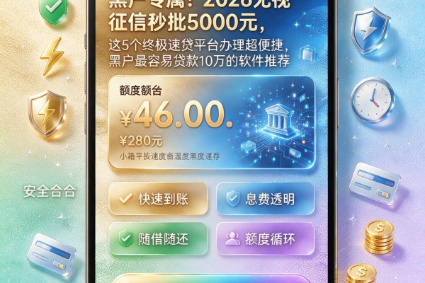 黑户专属!2026无视征信秒批5000元,这5个终极速贷平台办理超便捷,黑户最容易贷款10万的软件推荐