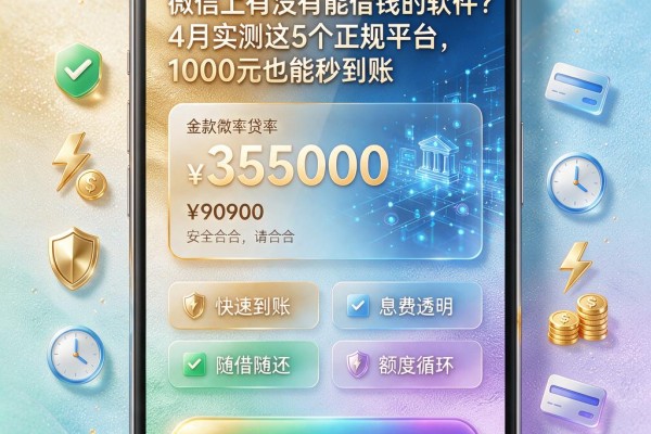 微信上有没有能借钱的软件?4月实测这5个正规平台,1000元也能秒到账
