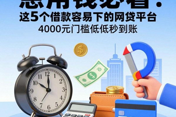 急用钱必看!这5个借款容易下的网贷平台,4000元门槛低秒到账