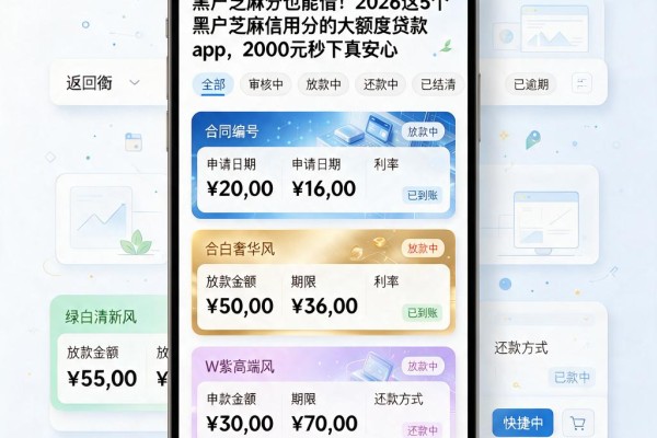黑户芝麻分也能借！2026这5个黑户芝麻信用分的大额度贷款app，2000元秒下真安心