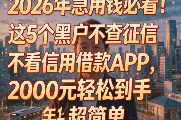 2026年急用钱必看！这5个黑户不查征信不看信用借款APP，2000元轻松到手超简单