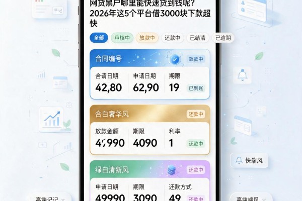 网贷黑户哪里能快速贷到钱呢？2026年这5个平台借3000块下款超快