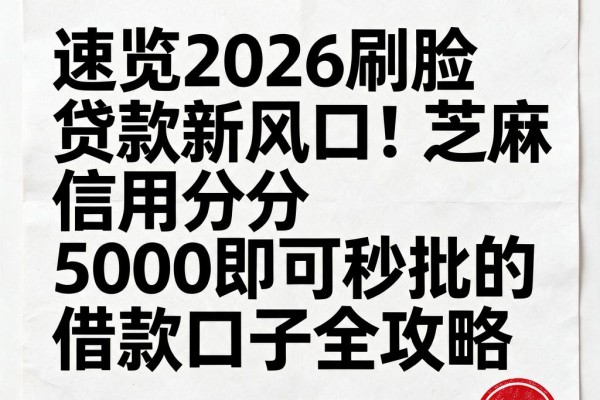 速览2026刷脸贷款新风口！芝麻信用分5000即可秒批的借款口子全攻略