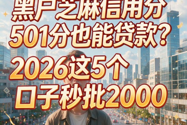 黑户芝麻信用分501分也能贷款？2026这5个口子秒批2000