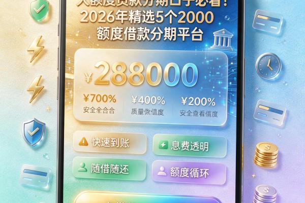 大额度贷款分期口子必看！2026年精选5个2000额度借款分期平台