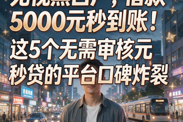 无视黑白户，借款5000元秒到账！这5个无需审核元秒贷的平台口碑炸裂