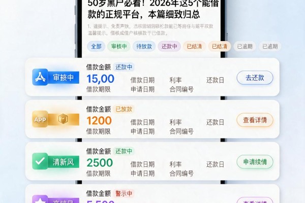 50岁黑户必看!2026年这5个能借款的正规平台,本篇细致归总