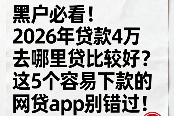 黑户必看！2026年贷款4万去哪里贷比较好？这5个容易下款的网贷app别错过！