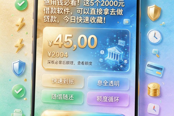 急用钱必看！这5个2000元借款软件，可以直接拿去做贷款，今日快速收藏！