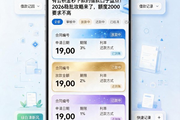 有公积金秒下款的借款口子盘点!2026稳批攻略来了,额度2000要求不高