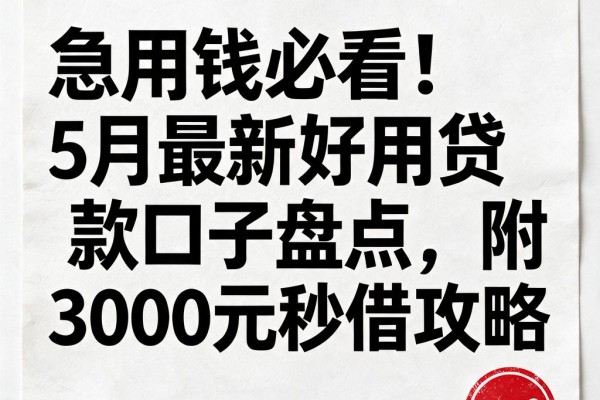 急用钱必看!5月最新好用贷款口子盘点,附3000元秒借攻略