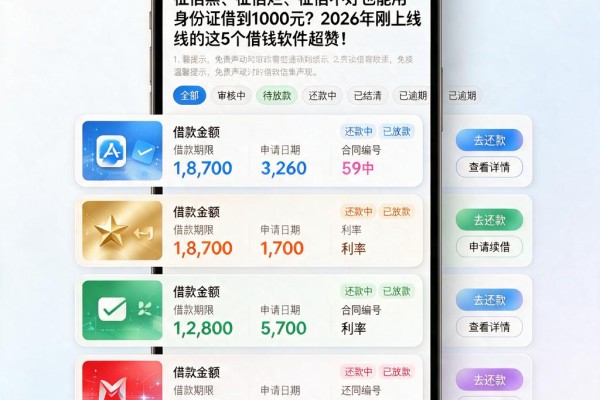 征信黑、征信烂、征信不好也能用身份证借到1000元?2026年刚上线的这5个借钱软件超赞!