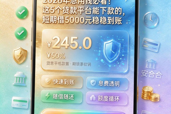 2026年急用钱必看!这5个贷款平台能下款的,短期借5000元稳稳到账