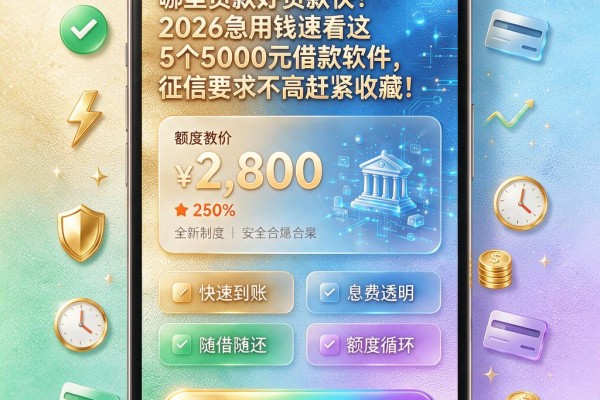 哪里贷款好贷款快?2026急用钱速看这5个5000元借款软件,征信要求不高赶紧收藏