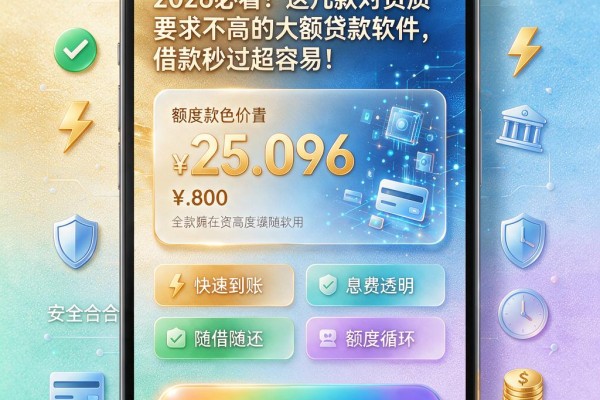 2026必看!这几款对资质要求不高的大额贷款软件,借款秒过超容易