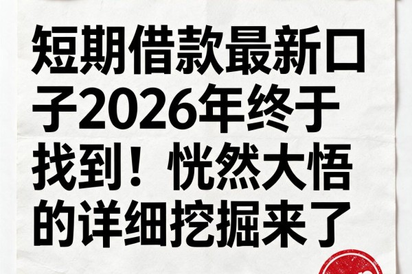 短期借款最新口子2026年终于找到！恍然大悟的详细挖掘来了