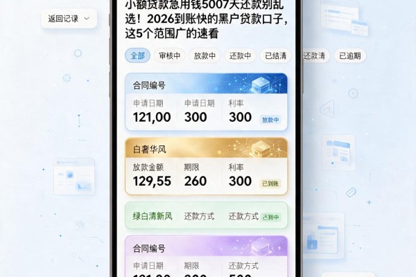 小额贷款急用钱5007天还款别乱选!2026到账快的黑户贷款口子,这5个范围广的速看