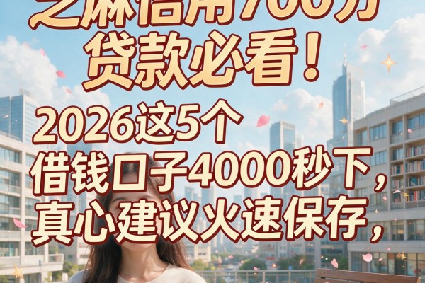 芝麻信用700分贷款必看！2026这5个借钱口子4000秒下，真心建议火速保存