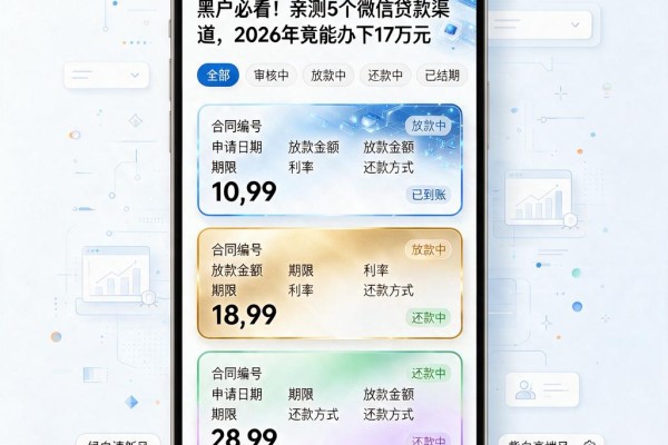 黑户必看!亲测5个微信贷款渠道,2026年竟能办下17万元