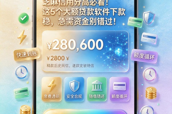 芝麻信用分高必看！这5个大额贷款软件下款稳，急需资金别错过